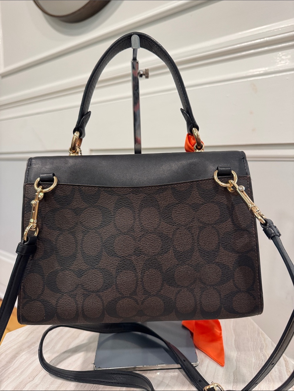 COACH Bag Tilly Signature Black Top-Handle Satchel Crossbody - Picture 8 of 17